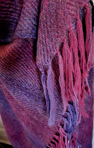 Vintage Maine Weave weich lila 100 % Wolle Decke Stuhlüberwurf, hergestellt in USA, 76"x68"