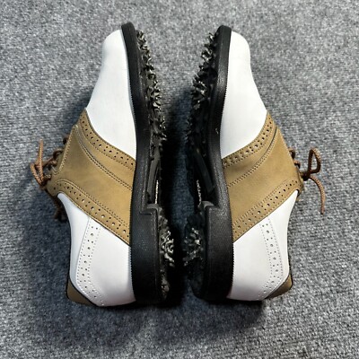 Footjoy Golf Shoes Mens 8.5 M White Brown Trim Lace Up  display picture 1