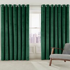 Double Sided Velvet Curtains PAIR Eyelet Ring Top Fully Lined Blackout Curtains