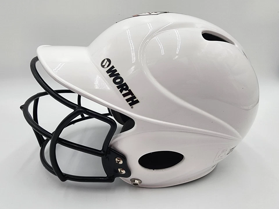 VALE LA PENA Casco de Bateo Juvenil Tóxico Bajo Perfil con Protector de Alambre Blanco Foto 2 de 4