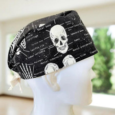 PREMIUM Skeleton Scrub Cap Glow in The Dark Nurse Cap Scrub Hat OR Vet Tech 