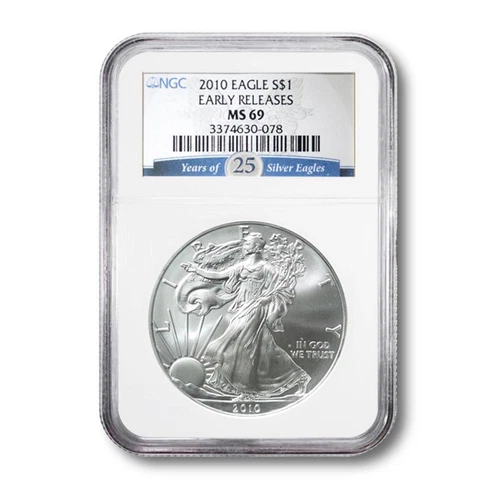 United States Silver Eagle $1 2010 NGC MS69 Early Releases