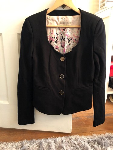 Emilio Pucci, Vintage Emilio Pucci Black Blazer ~ US Size 10
