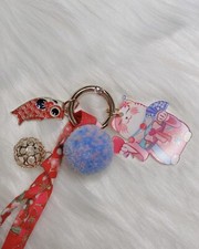 Japan Maneki Neko Lucky cat keychain bag charm cute kawaii Pink