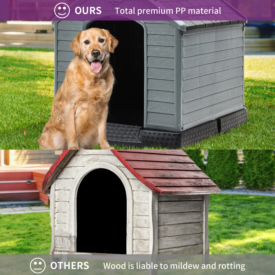 Casa grande de plástico para perros exterior interior casa para perros refugio para cachorros perrera resistente Foto 4 de 4