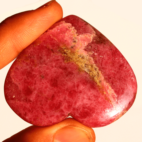 53g Gemma Naturale Rodonite Cristallo Cuore Pietra di Palma Esemplare Minerale Reiki~ 45MM - Foto 7 di 11