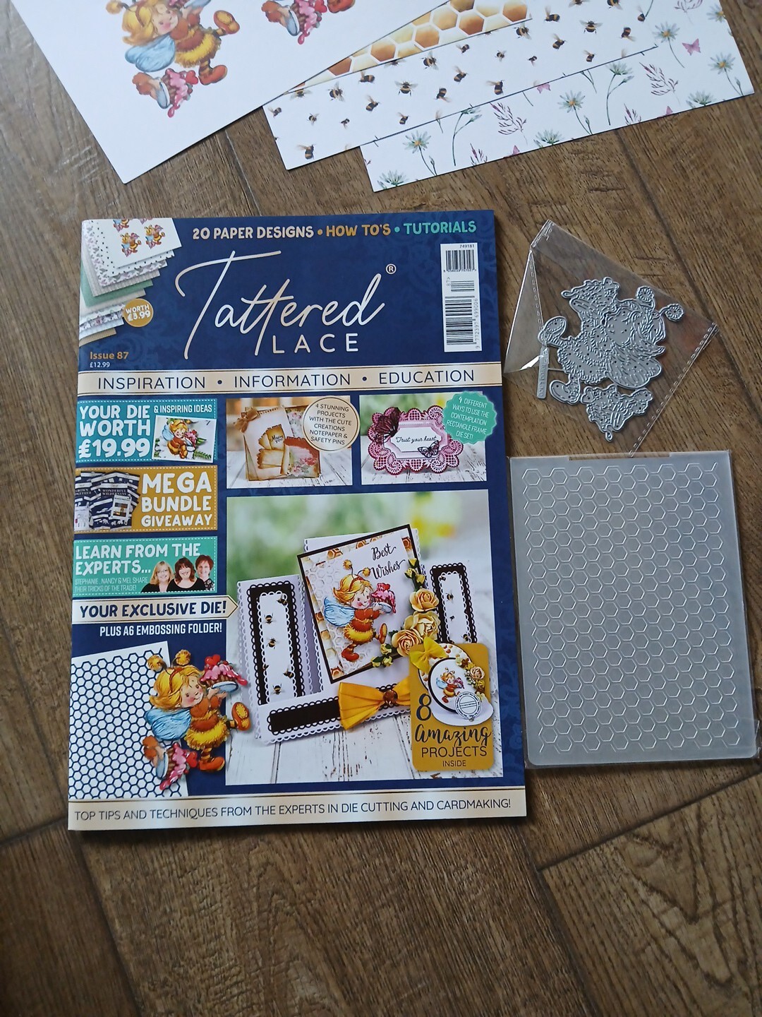 Tattered Lace Magazine Issue 87 + Paper + Cutting Die + A6 Embossing Folder