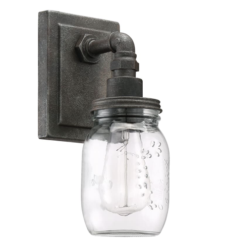 Set of 2 Quoizel Squire 12" Tall Industrial Rustic Black Bath Sconces SQR8701RK - Picture 2 of 3