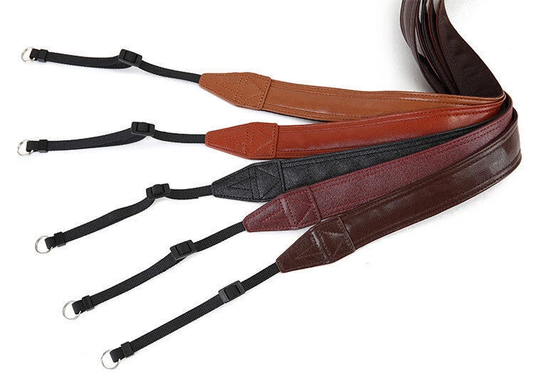 Correa de cuero universal para el hombro para cámara cinturón para el cuello para DSLR SLR Canon Nikon Sony Foto 3 de 4
