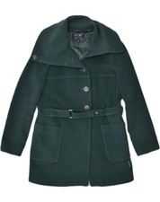 Armani Jeans Womens Belted Overcoat Eu 42 Large Green Wool Ma01