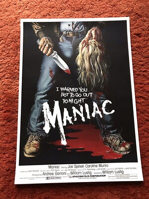 Maniac US Filmplakat Poster Din A3, ca 30x42cm, Joe Spinell, C. Munro, Reprint