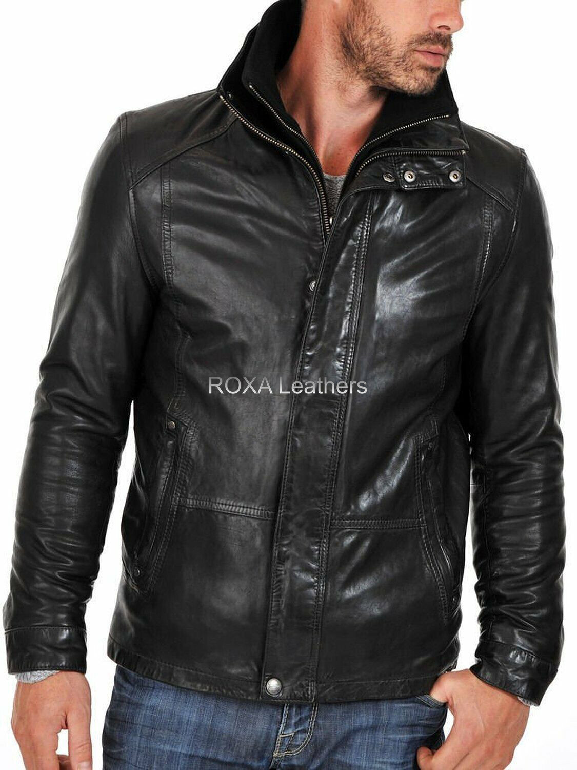 Cool Looking Men Genuine Lambskin Pure 