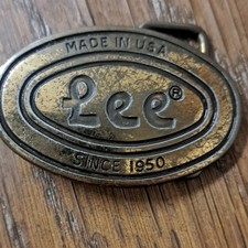 Lee Vintage Collectible Belt Buckle Bronze Metal Classic Made in USA Since 1950