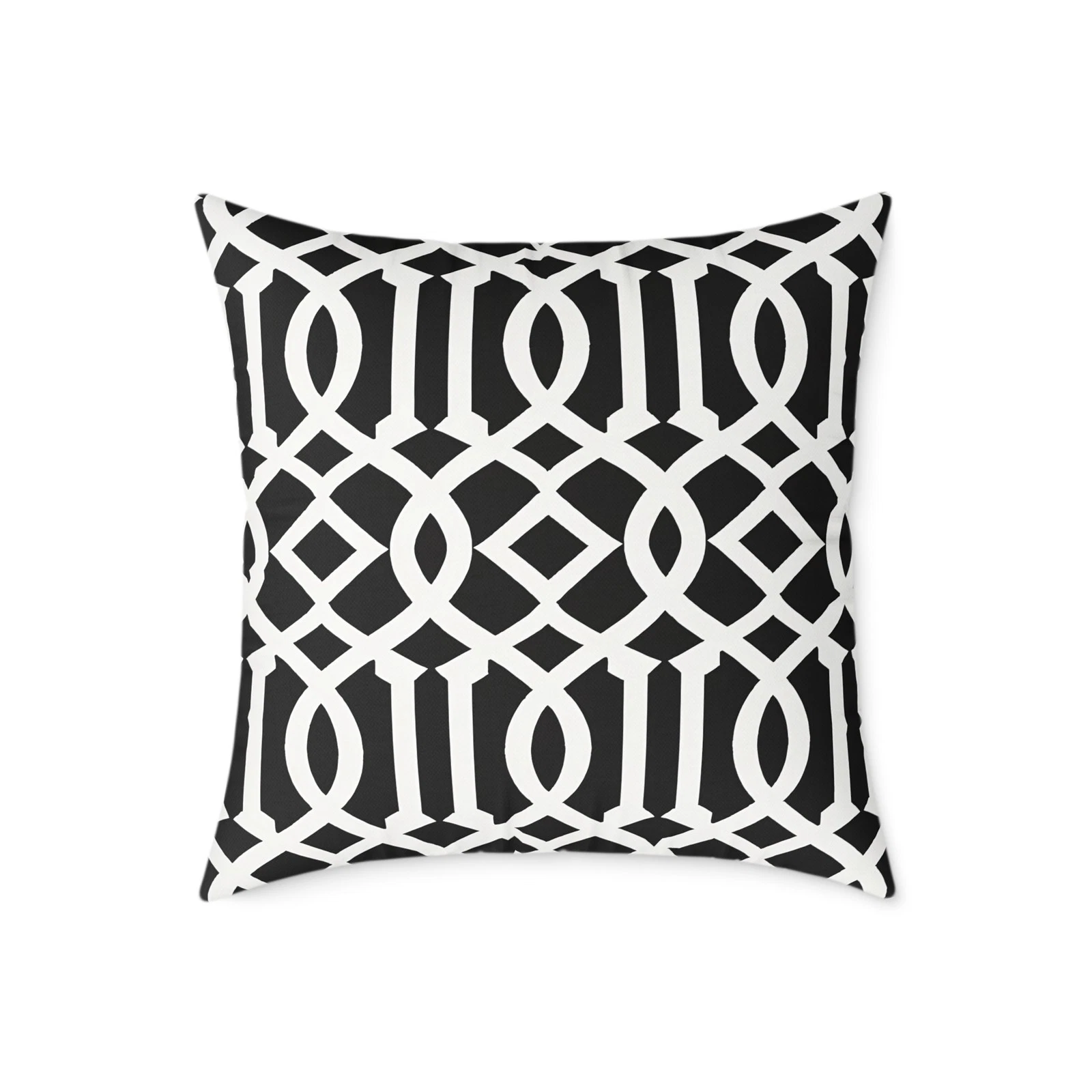 Geometric Lattice Pattern Pillow | Black White Square Throw Pillow