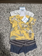 New Carter  s Baby  s Boys Sun suits 100 Cotton Play Wear 2 Sets Summer Shorts