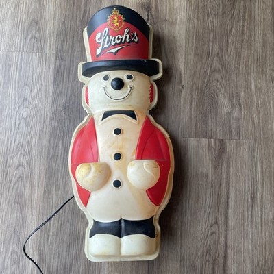 Vintage Stroh's Beer Frosty Snowman Christmas 24'' Lighted Light Sign WORKS