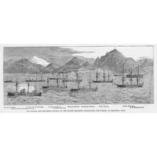 CHILE The Pacific Squadron at Coquimbo - Antique Print 1887