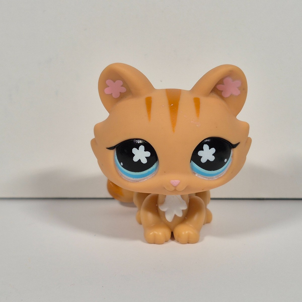 Littlest Pet Shop Crouching Kitten Cat Orange Striped 649 Teal