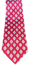 Bruno Piattelli Tie Red Blue Geometric Silk Necktie Handmade In USA EUC
