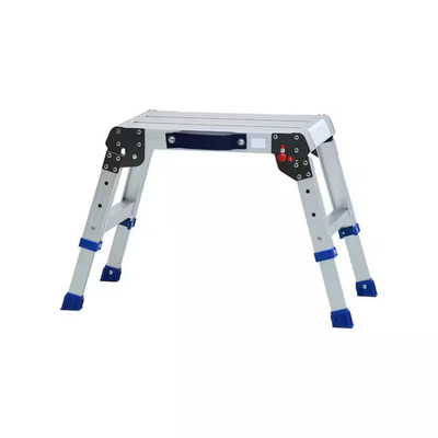 Folding-Step Stool Aluminum Work Platform Adjustable Height Portable Outdoor Lig