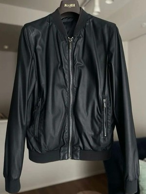 MOORER Sheepskin Reversible Bomber Jacket Black Size M Used Japan