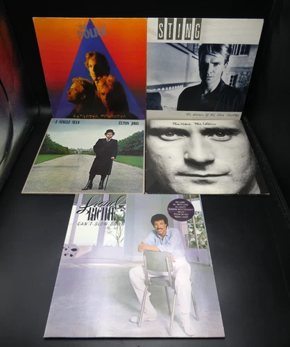 12" Vinyl Job Lot Bundle 1980s Elton John Phil Colins Police Sting Lionel Richie