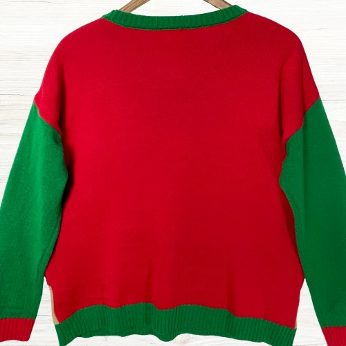 Holiday Santa Party Ugly Christmas Sweater XL Tropical Sequin Pullover