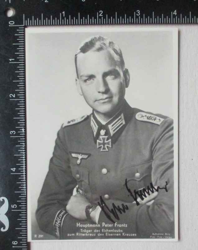 WW2 GERMAN ARMY PETER FRANTZ KNIGHTS CROSS RECIPIENT HAND SIGNED PHOTO AUTOGRAPH