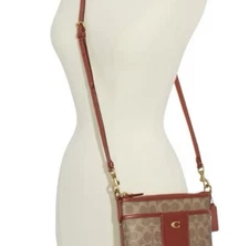 Coach Signature Brown And Tan Crossbody Purse