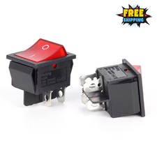 2x On Off Red Light Rocker Switch 250V AC 16 AMP 125V 20A DPST 4 lug legs