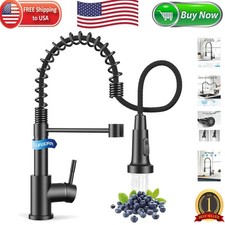 Matte Black Pull Down Kitchen Faucet - High Arc Stainless Steel for Elegance