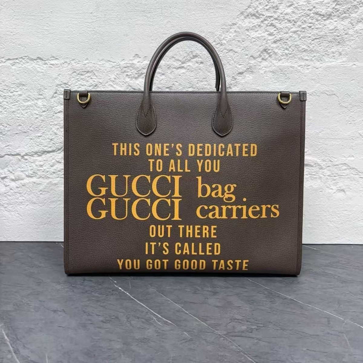 GUCCI 100th Anniversary Large Tote Shoulder 2way Bag Leather Brown