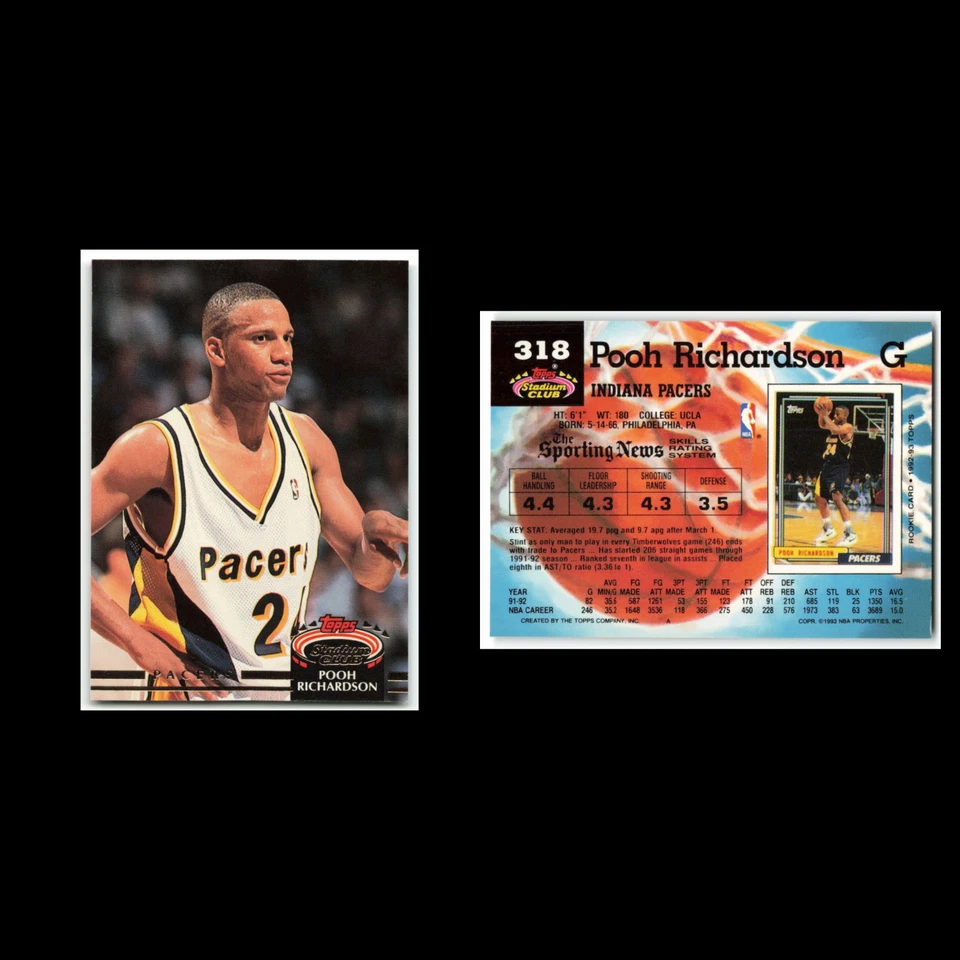 Pooh Richardson #318 1992 Topps Stadium Club Indiana Pacers Basketball Card NBA - Image 3 of 3