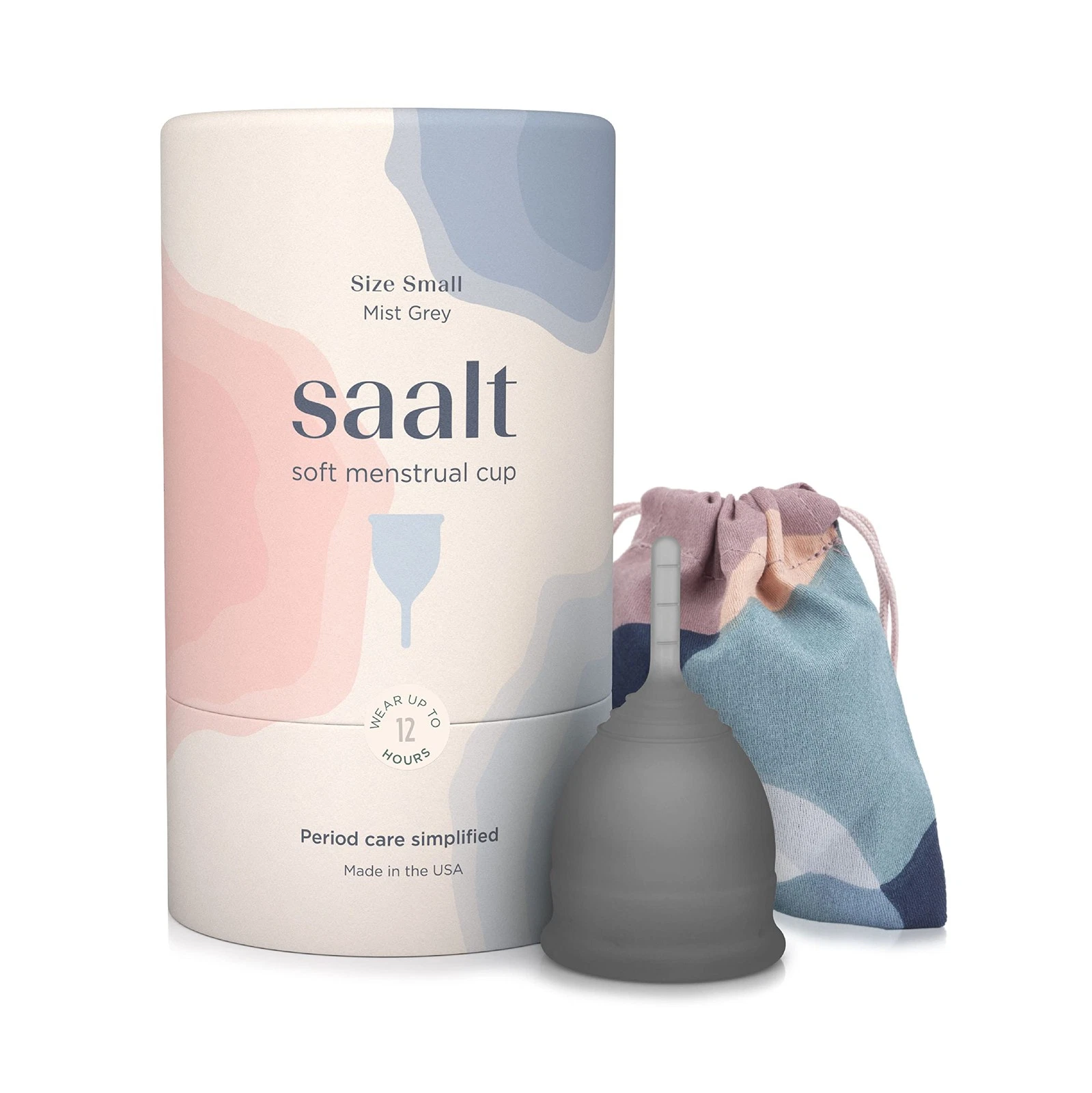 Menstrual Cup Reusable Soft Small Grey BPA Latex Free Saalt Period Comfortable