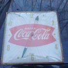 1950's Vintage Coca Cola PAM Electric Wall Clock  Works  glass crack VTG NR .99