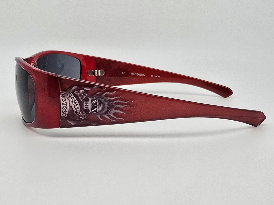 Gafas de sol Harley Davidson HDS 5001 BU-3 marco rojo brillante lentes grises con estuche 63 mm Foto 4 de 4