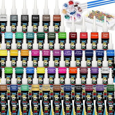 Textilfarbe Acryl 48 Farben  DIY Set mit Pinseln & Palette