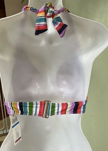 MSRP $58 Anne Cole Painted Stripe Banded Halter Bikini Top Size D NWT - Picture 3 of 3