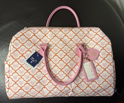 Roller Rabbit x Target Geo Hearts Softside Double Strap Duffel Bag Pink NWT