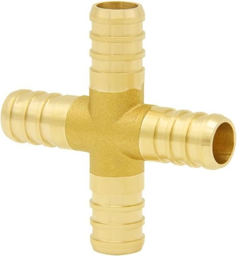 1/2 Inch Pex Fitting 4 Ways Brass Crimp Pipe Fitting for Pex Plumbing 1/2 inch