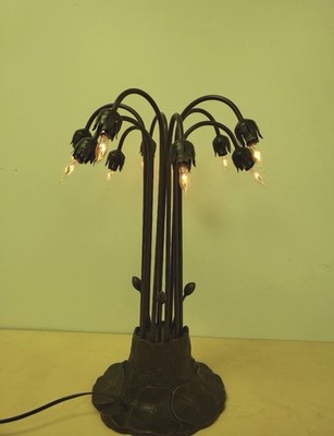 Meyda Tiffany 10 Light Pond Lily Bronze Metal Table Lamp 