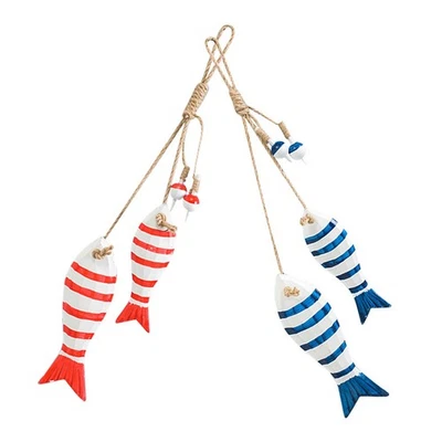 2pcs nautischer Stil Fisch hängen Dekoration nautische Holzwandhänge Ornament - Bild 1 von 4