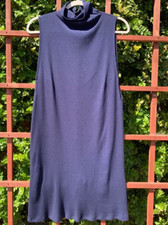 Reformation Sleeveless Turtleneck Ribbed Body-Con Fit & Flare Dress Navy BlueL