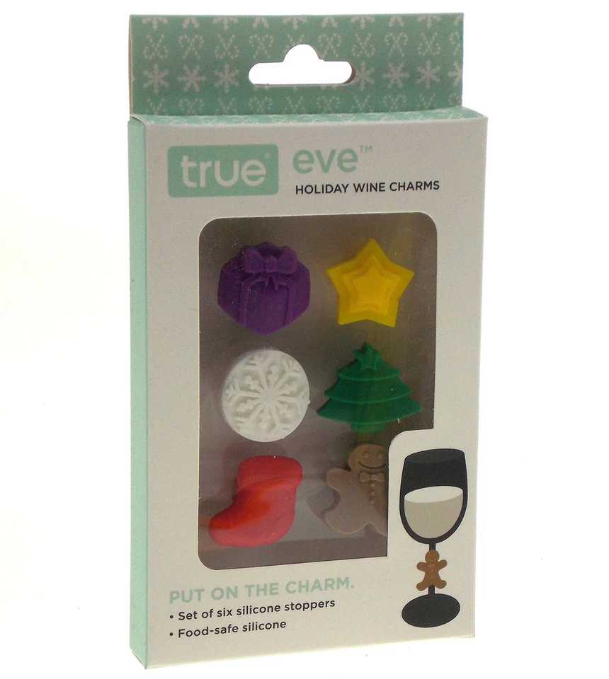 Rolhas de vinho True Noel Holiday pacote com berloques de vinho Eve conjunto de 2 - Imagem 3 de 3