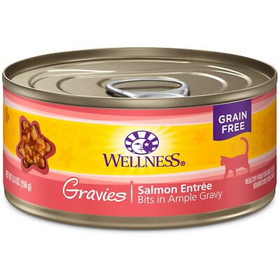 Wellness Complete Health Gravies Grain Free Canned Cat Food, Salmon Entree, 5...