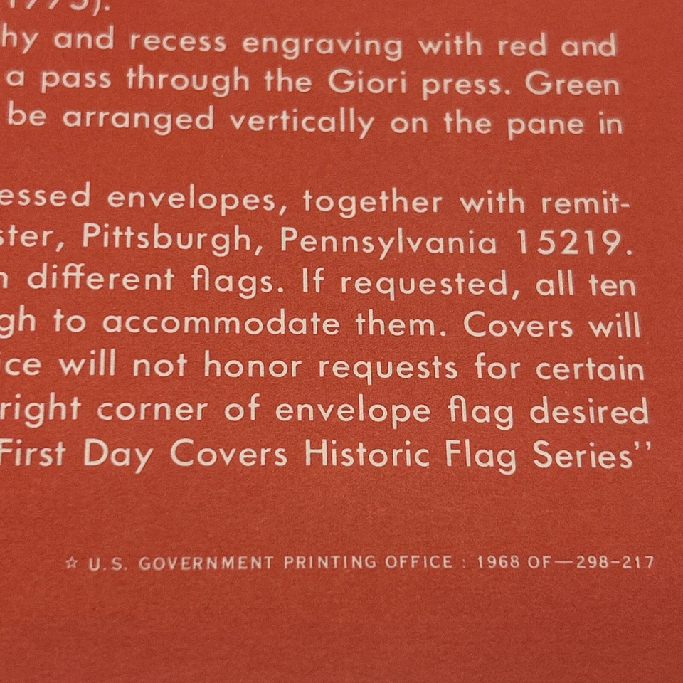 Vintage 1968 6¢ Historic Flag Commemorative Postage Stamp Series FDC Advertising - Image 4 of 4