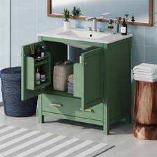 30" Wood Bathroom Vanity Cabinet Storage with Sink Combo w/Storage Doors Drawer