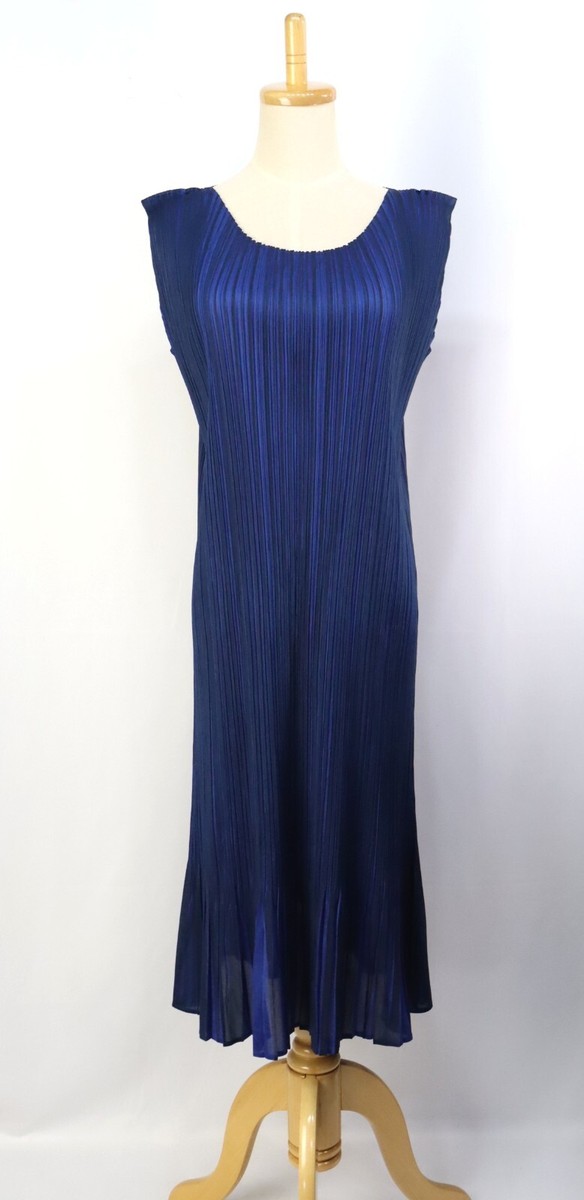 プリーツプリーズ/イッセイミヤケのキュロット/ブルー PLEATS PLEASE Blue Sleeveless Dress ISSEY MIYAKE 186 kvpz | eBay