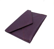 Graphic Image Mini Envelope Card Holder Leather Holds Business Credit Purple