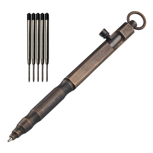 Solid Brass Bolt Action Pen Pocket EDC Signature Ballpoint Outdoor Travel Tool - Picture 13 of 15